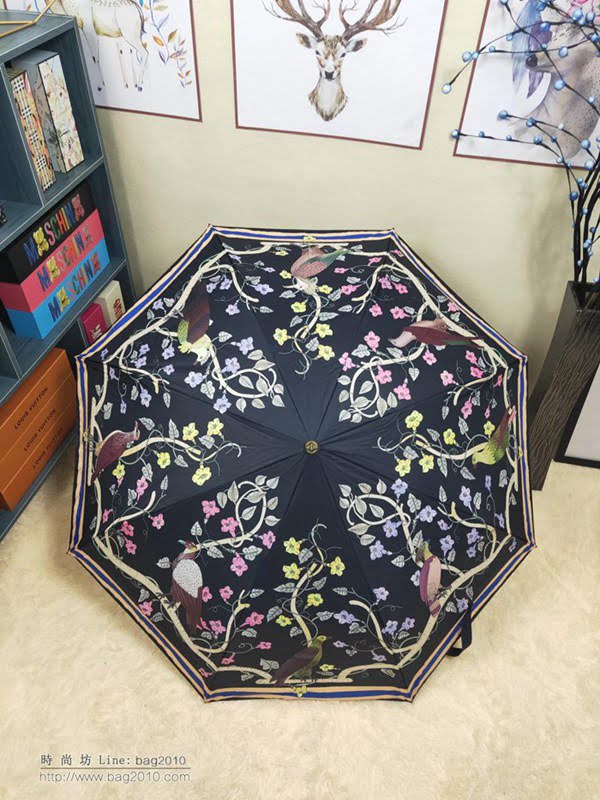 GUCCI古馳傘 專櫃夏季新款 全自動折疊晴雨傘 田園花卉圖案 全自動折疊晴雨傘 防曬隔熱 防紫外線  zm1105